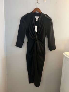 BYRON LARS- zip front black dress sz -2 NWT